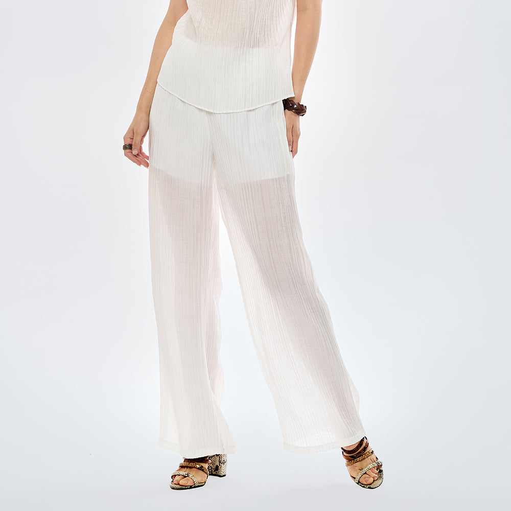 Pantalón plisado blanco Ver Pantalon Mujer Vanity