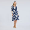 Vestido floral bicolor