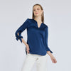 Blusa satinada lazo en manga