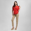Blusa de cuello redondo, mangas abullonadas