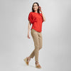 Blusa de cuello redondo, mangas abullonadas