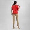 Blusa de cuello redondo, mangas abullonadas