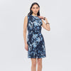 Vestido floral bicolor