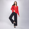 Blusa cruzada fruncida en cintura