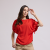 Blusa de cuello redondo, mangas abullonadas