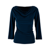 Blusa azul marino con cuello drapeado