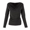 Blusa de manga larga con cuello drapeado