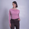 Blusa de manga larga con cuello drapeado