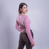 Blusa de manga larga con cuello drapeado