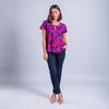 Blusa de manga corta con estampado bugambilia