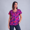Blusa de manga corta con estampado bugambilia