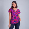 Blusa de manga corta con estampado bugambilia