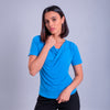 Blusa de manga corta con escote drapeado