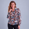 Blusa con cuello camisero y estampado botánico