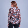 Blusa con cuello camisero y estampado botánico