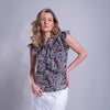 Blusa estampada con volantes y lazo