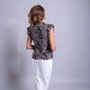 Blusa estampada con volantes y lazo