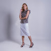 Blusa estampada con volantes y lazo