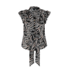 Blusa estampada con volantes y lazo