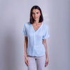 Blusa de escote en V con detalle de lazo