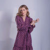 Vestido berenjena de polka dot