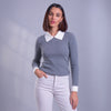 Suéter acanalado con cuello camisero
