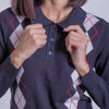 Suéter tipo polo con estampado de rombos