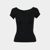 Top cuello v manga corta